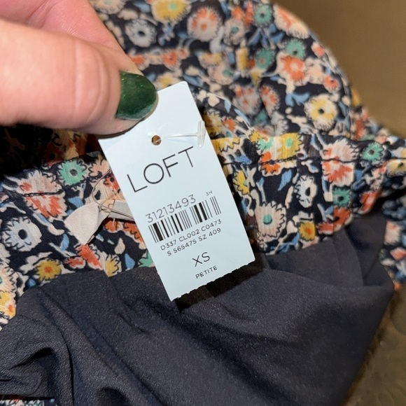 Loft skirt Yellow & Blue Floral tiered NEW xs petite - Picture 3 of 4